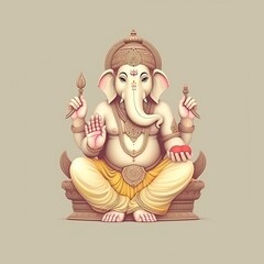 Wall Mural - Ganesha Chaturthi, Ganesha illustration, Generative ai