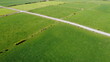 pastures in summer in Ireland, top view. Agricultural landscape. Green grass field