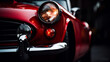 © adel - closeup of headlights on a vintage sport car wallpaper Ai Generative