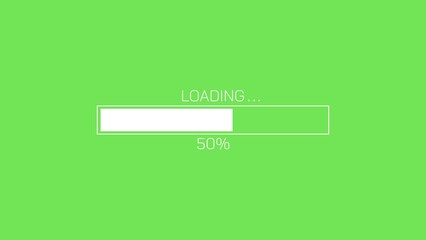 Poster - White color loading bar animation video footage on green background. 4K resolution.