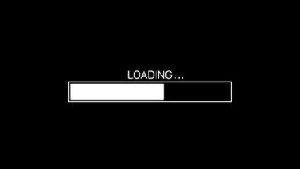 Poster - Loading bar animation on black background. Downloading system. 4K resolution.
