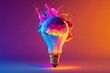 © CROCOTHERY - bright idea and creative thinking - a colorful glowing lightbulb, visualization of brainstorming , generative ai