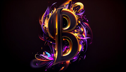 Wall Mural - Beautiful abstract futuristic letter B logo Ai generated image