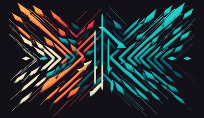 Poster - abstract arrow background, color image on black background