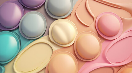 Poster - 3d rendering of abstract shapes in pastel colors. Computer digital drawing. generative ai