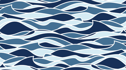 Poster - wave seamless vector background. sea water abstract pattern. blue deep