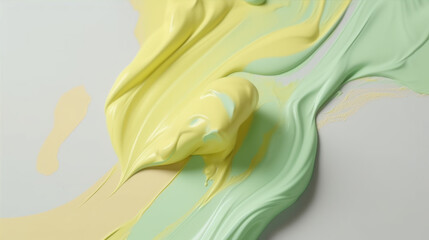Poster - Abstract pastel green and yellow color paint with pastel background generative ai