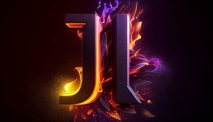 Wall Mural - Beautiful abstract futuristic letter J logo Ai generated image
