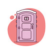 Portable toilet icon vector illustration in monoline line art style