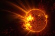 solar flare, erupting from the sun's surface with a burst of heat and light, created with generative ai