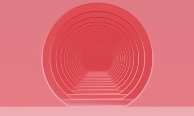 Poster - Pink abstract background with round arches corridor. 3d rendering