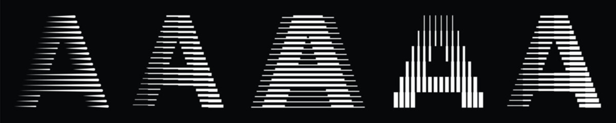 Poster - letter a logo collection with line pattern