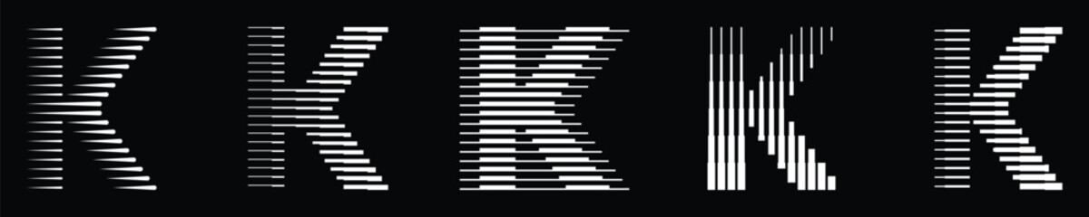 Aufkleber - Letter K Logo Collection with Abstract Line Pattern