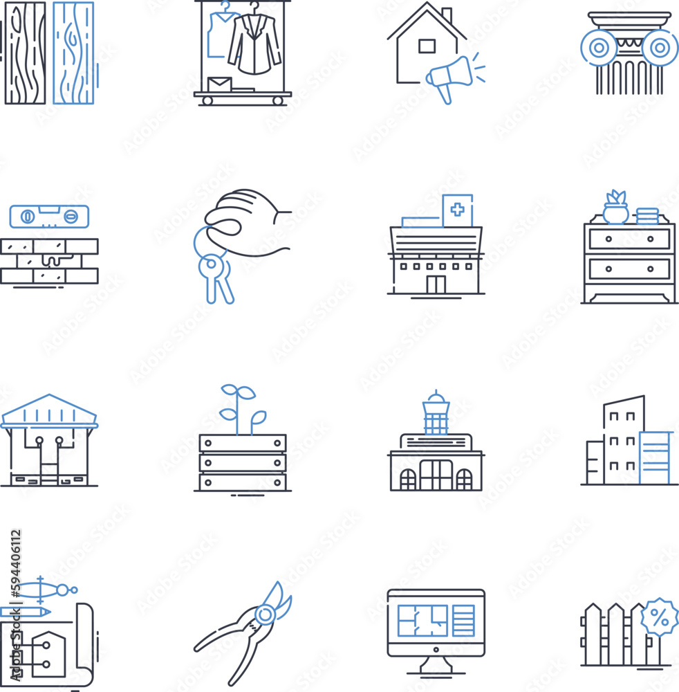 Manor and mansion line icons collection. opulence, grandeur ...