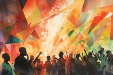 Abstract Juneteenth Watercolor Art - Freedom And Celebration Created With Generative AI Technology