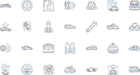 Complaints department line icons collection. Grievances, Feedback, Dissatisfaction, Issues, Concerns, Problems, Dissent vector and linear illustration. Displeasure,Criticism,Discontent outline signs