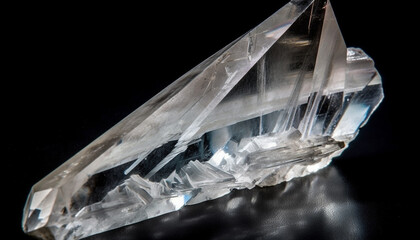 Poster - Transparent gemstone agate, illuminated on black background generated by AI