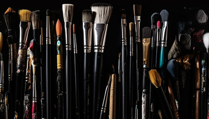 Poster - Black beauty tools set for professional artists generated by AI