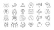 © jahandsign - Vector set thin icons related to career progress, coaching, business people training, tutorship and professional consulting service. Mono line pictograms and infographics design elements