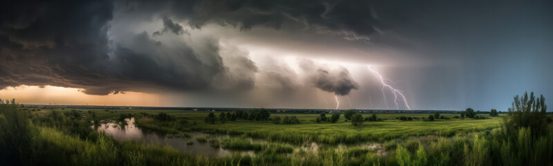 Wall Mural - weather image in nature. rain , hurricane and storm. Generative AI 