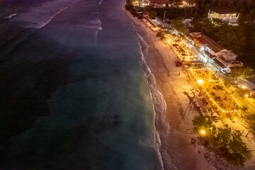 Aerial view of Gili Trawangan beach during sunset in Lombok, Indonesia