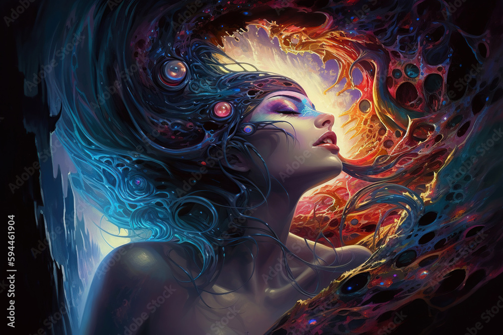 Beautiful alien girl, alien princess wearing golden armor, Fantasy ...