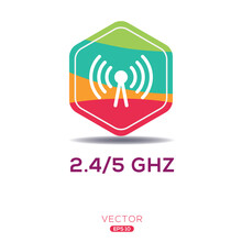5Ghz 2.4Ghz Dual Band Wireless Internet, Vector Sign.