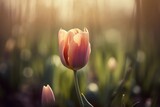 Fototapeta Tulipany - Enchanting Pink Floral Wonderland AI
