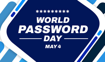 Poster - World Password Day wallpaper with signs and typography in the center with blue shapes. International password day