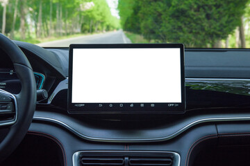 Car multimedia monitors screen with empty space for message.