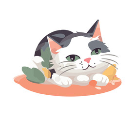 Wall Mural - Cute cartoon kitten sitting