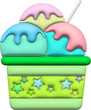 © Jonh_Walker - 3d illustration. Cup of ice cream. Many colors.