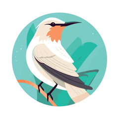 Sticker - Cute bird perching on branch tree