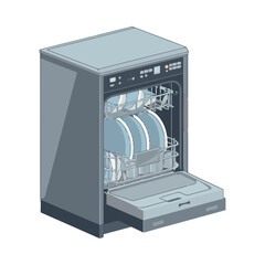 Poster - Modern kitchen appliance dishwasher