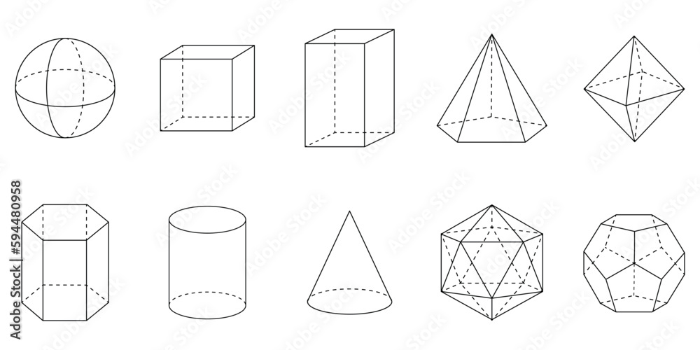 3d Geometric Shapes Square Cube Cuboid Pentagonal Pyramid