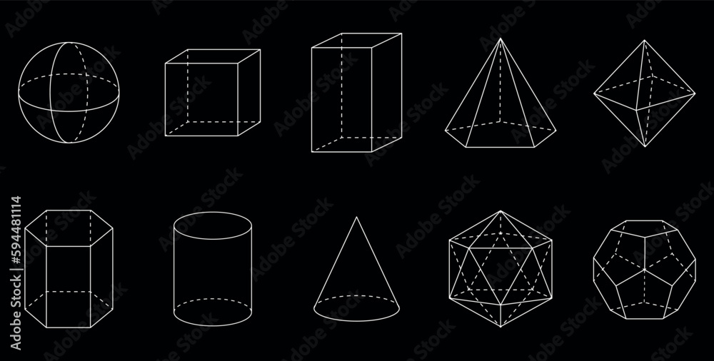 3d Geometric Shapes Square Cube Cuboid Pentagonal Pyramid