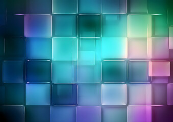 Abstract translucent glass geometric background, with colorful gradient, simple flat square shapes, Generative AI