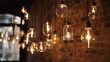 © Patrick - Lamps against red brick wall. Generative Ai