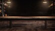 Pub or bar with wood counter table background, bar product placement background for advertising, great for ads for drinks, AI