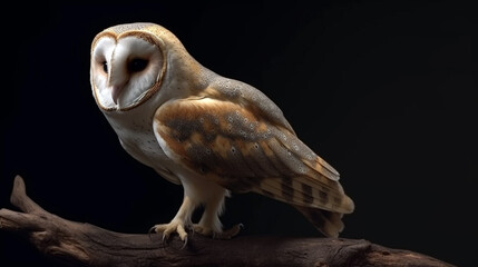 Wall Mural - A beautiful barn owl perched on a tree stump