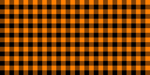 Poster - Gingham seamless pattern. Black orange vichy background texture. Checked tweed plaid repeating wallpaper. Fabric design template. Vector 