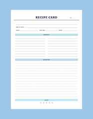  Food Journal planner and Recipe card. Plan you food day easily. Vector illustration