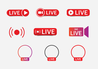 Poster -  Live streaming icon set. Live video stream symbol. broadcasting isolated on white background