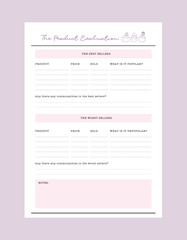  The Product Evaluation Planner. Minimalist planner template set. Vector illustration.