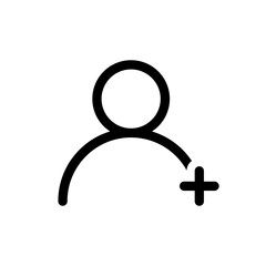 Poster - Add user icon vector in line style. Social media button concept
