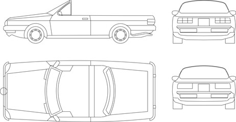 Wall Mural - Vector sketch illustration set of various side view cars