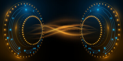 Poster - futuristic glowing hud rounds with light effect of glowing waves for your technology design. user in