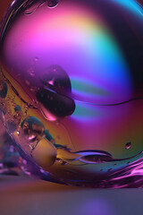 Wall Mural - abstract iridescent liquid on metallic background close up