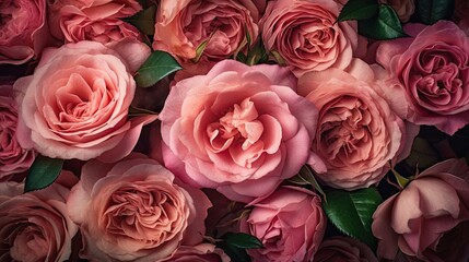 Wall Mural - Background image of pink roses Generative AI
