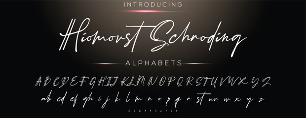 Hand drawn calligraphic vector monoline font. Distress signature letters. Modern script calligraphy type. ABC typography latin signature alphabet